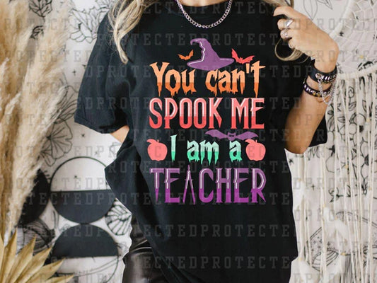 You Can't Spook Me I'm A Teacher - Purple Witch Hat - Bats - Apples